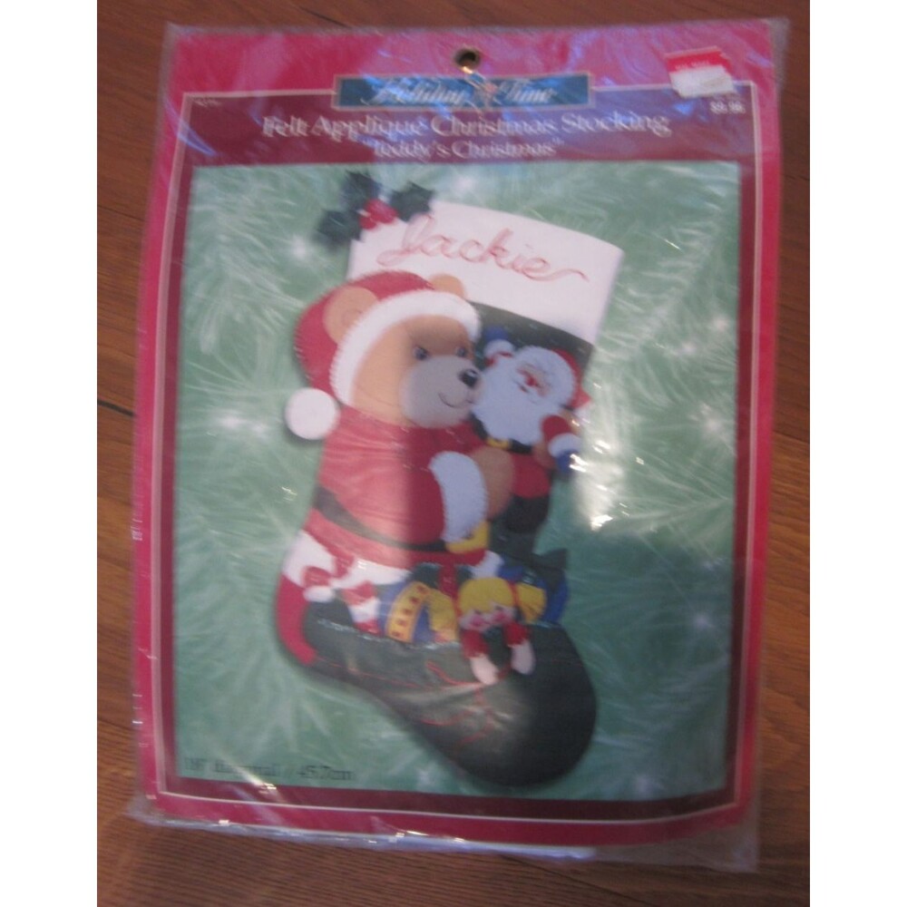 Bucilla Holiday Time Felt Christmas Stocking Kit #84339 Teddy's Xmas New Sealed